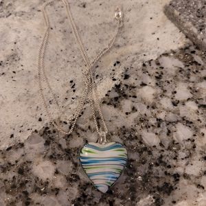 Origami Owl 32" Silver Chain with Glass Heart